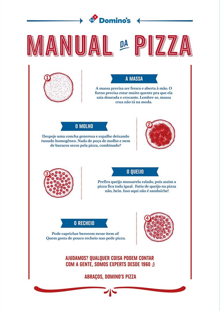 Manual entregue pelo Domino's com dicas para preparar pizza (Divulgação)