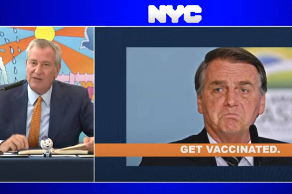 Prefeito de Nova York critica Bolsonaro por não se vacinar - Reprodução/NYC Mayor's Office no Youtube